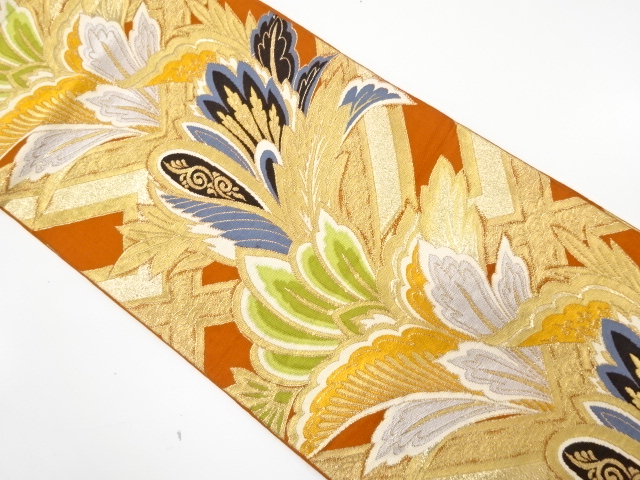 JAPANESE KIMONO / ANTIQUE FUKURO OBI / SILK / WOVEN PLANTS